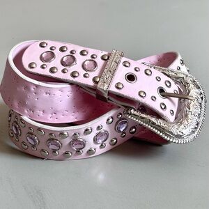 Rhinestone Cowgirl Glam Pink Cut Glass Crystal Western Wear Studded Belt